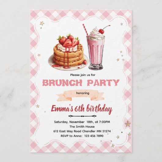Verjaardag Brunch feest uitnodiging (Voorkant)