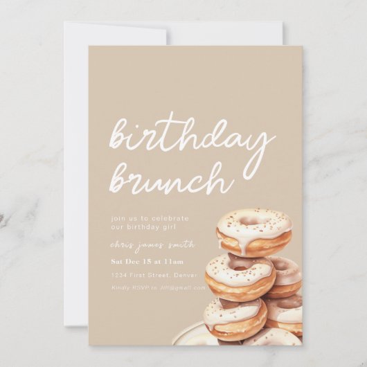 Verjaardag Brunch met Stack van Donuts Kaart (Voorkant)