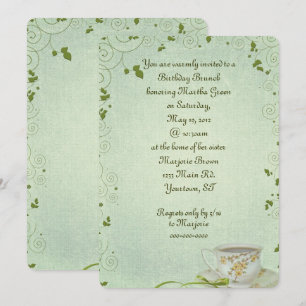 Verjaardag Brunch met theekop Uitnodiging