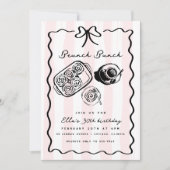 Verjaardag Brunch Ontbijt Koffieboog Roze Doodle Kaart (Voorkant)