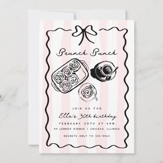 Verjaardag Brunch Ontbijt Koffieboog Roze Doodle Kaart (Voorkant)