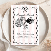 Verjaardag Brunch Ontbijt Koffieboog Roze Doodle Kaart