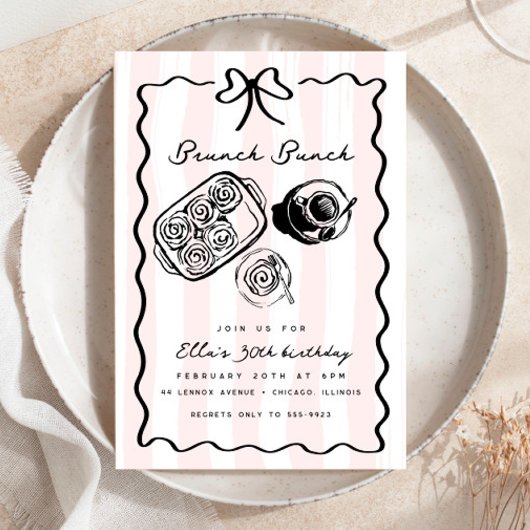 Verjaardag Brunch Ontbijt Koffieboog Roze Doodle Kaart