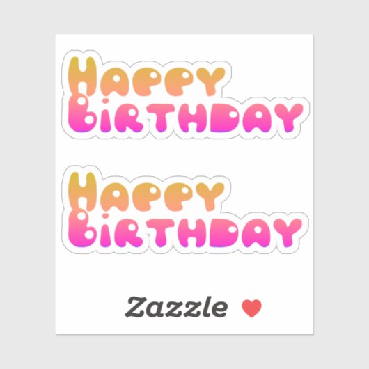 Verjaardag Bubbelontwerp Roze Geel Sticker (Vel)