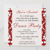 Verjaardag Bubbles Vieringen Rood+Wit Uitnodiging (Achterkant)