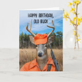 Verjaardag Buck Hunter met geweer Kaart (Gele Bloem)