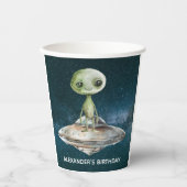 Verjaardag buitenaardse invasie papieren bekers (Voorkant)
