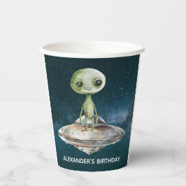 Verjaardag buitenaardse invasie papieren bekers