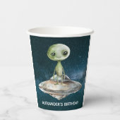 Verjaardag buitenaardse invasie papieren bekers (Achterkant)