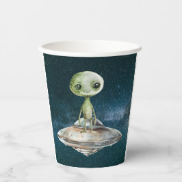 Verjaardag buitenaardse invasie papieren bekers
