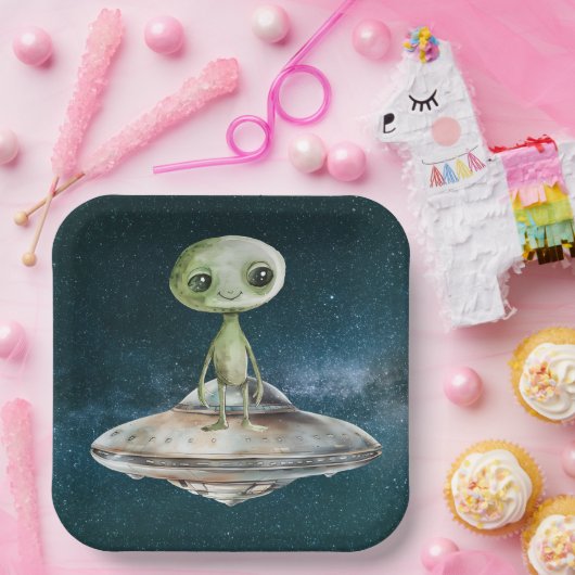 Verjaardag buitenaardse invasie papieren bordje (Feest)