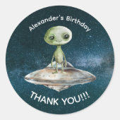 Verjaardag buitenaardse invasie ronde sticker (Voorkant)