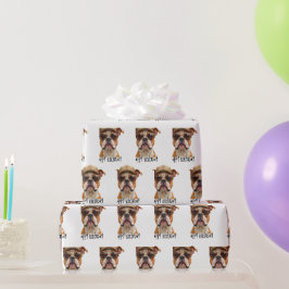 Verjaardag Bulldog Het dragen van een Pet en een z Cadeaupapier