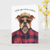 Verjaardag Bulldog Humor Kaart (Gele Bloem)