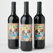 Verjaardag Bulldog Wijn Etiket (Flessen)