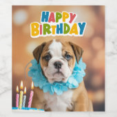 Verjaardag Bulldog Wijn Etiket (Enkel label)