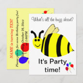 Verjaardag Bumble Bee Party Ballonnen uitnodiginge Kaart (Voorkant / Achterkant)