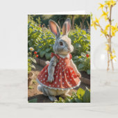 Verjaardag Bunny Dragen van een jurk in Tomato Gar Kaart (Gele Bloem)