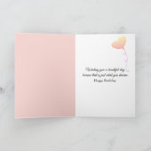 Verjaardag Bunny met een roze pioen Kaart (Binnen)