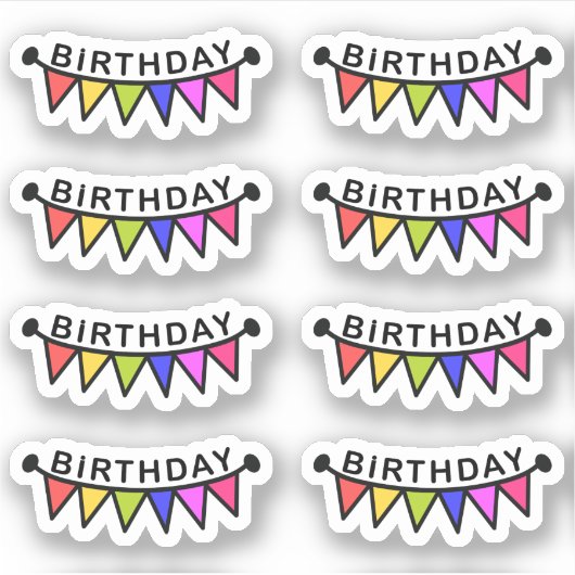 Verjaardag Bunting Banners Verjaardagsherinnering Sticker (Voorkant)