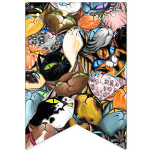 Verjaardag Bunting Vlaggen met Happy Cat Party Vlaggetjes