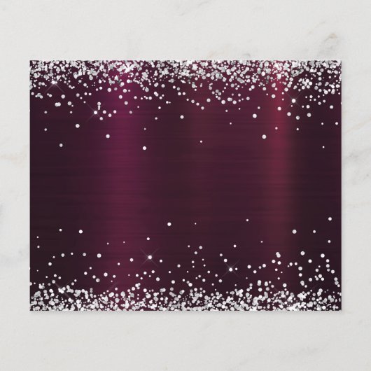 Verjaardag burgundy zilveren bloem save the date (Achterkant)