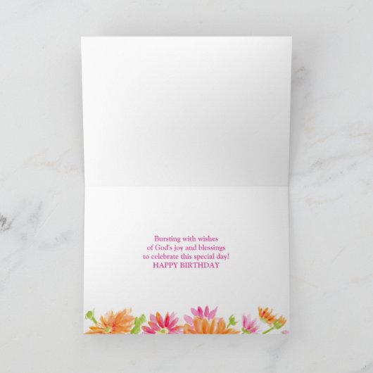 Verjaardag Bursting Daisies Joy and Blessings Kaart (Binnen)