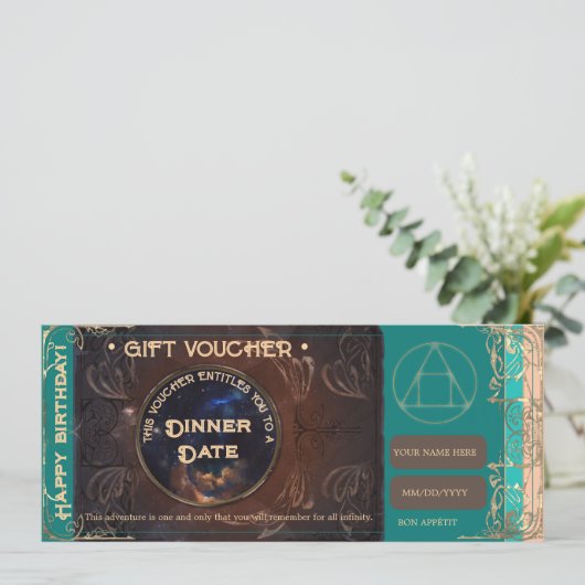 Verjaardag cadeaubon certificaat (Staand voorkant)