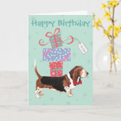 Verjaardag Cadeaus Basset Hound Kaart (Gele Bloem)