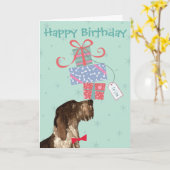 Verjaardag Cadeaus Duitse Wirehaired Pointer Kaart (Gele Bloem)