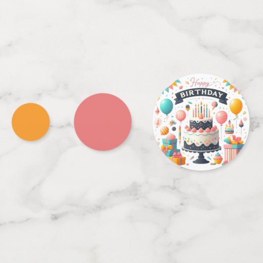 Verjaardag Cake & Balloons Confetti (Voorkanten)