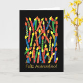 Verjaardag Cake Candles Kaart, Portugees Groet Kaart (Gele Bloem)