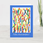 Verjaardag Cake Candles Kaart, Portugees Groet Kaart (Voorkant)