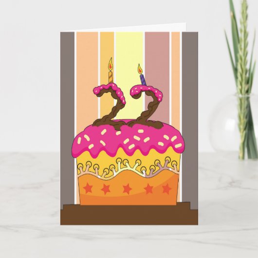 verjaardag - cake met kaarsen 22 - 22ste kaart (Voorkant)