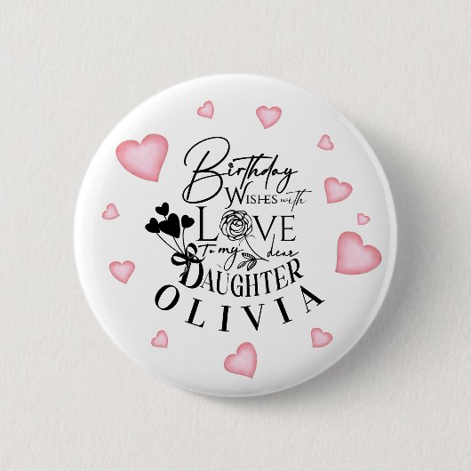 Verjaardag Calligrafie Aangepaste Naam Minimalisti Ronde Button 5,7 Cm (Voorkant)