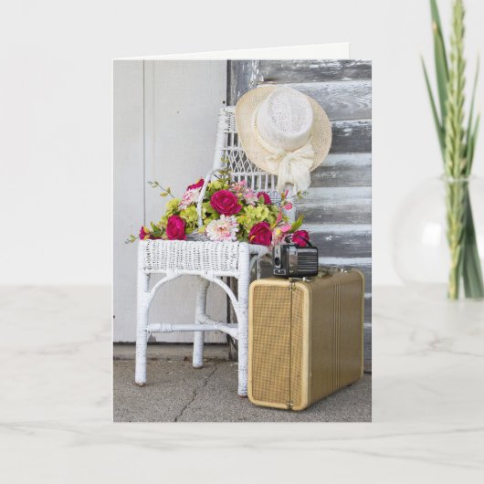 Verjaardag- camera op koffer kaart (Voorkant)