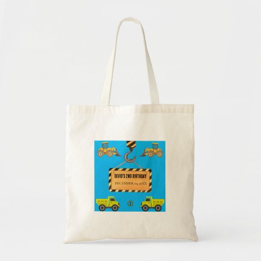 Verjaardag Canvas tas bouwtruck (Voorkant)