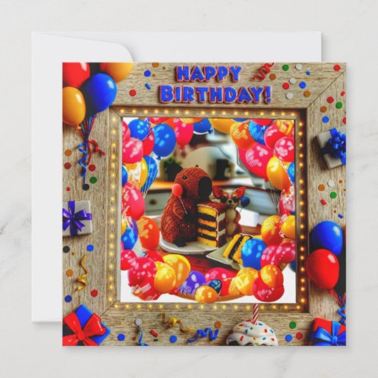 Verjaardag Capybara & Chihuahua Invitation - Kind Kaart (Voorkant)