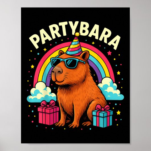 Verjaardag Capybara T-shirt voor kinderen Fun Part Poster (Voorkant)
