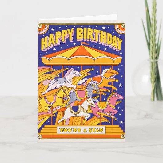 Verjaardag Carousel Letterpress Kaart (Voorkant)
