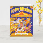 Verjaardag Carousel Letterpress Kaart (Gele Bloem)