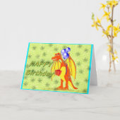 Verjaardag Cartoon Dragon Kaart (Gele Bloem)