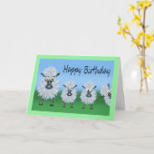 Verjaardag Cartoon karikatuur van een schaap en la Kaart (Gele Bloem)