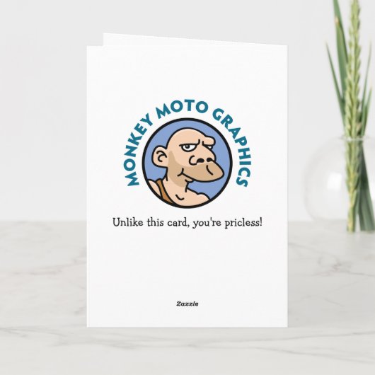 Verjaardag: Cartoon Monkey Kaart (Achterkant)