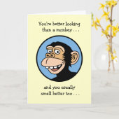 Verjaardag: Cartoon Monkey Kaart (Gele Bloem)