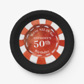 Verjaardag Casino Poker Chip Gepersonaliseerd Papieren Bordje (Voorkant)