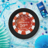 Verjaardag Casino Poker Chip Gepersonaliseerd Papieren Bordje (Feest)