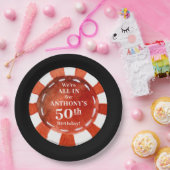 Verjaardag Casino Poker Chip Gepersonaliseerd Papieren Bordje (Feest)