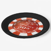 Verjaardag Casino Poker Chip Gepersonaliseerd Papieren Bordje (Gekanteld)