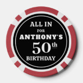 Verjaardag Casino Poker Thema gepersonaliseerd op  Poker Chips (Achterkant)